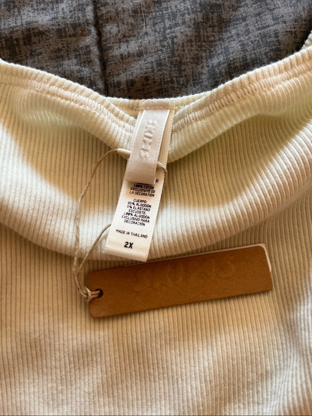 SKIMS Cream Ribbed Scoop Neck Bodysuit NWT - Picture 2 of 6